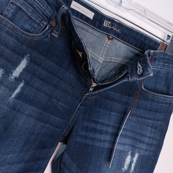 KUT from the Kloth Cameron Straight Leg Jean Dark Wash Distressed Womens Size 8 - Picture 6 of 12